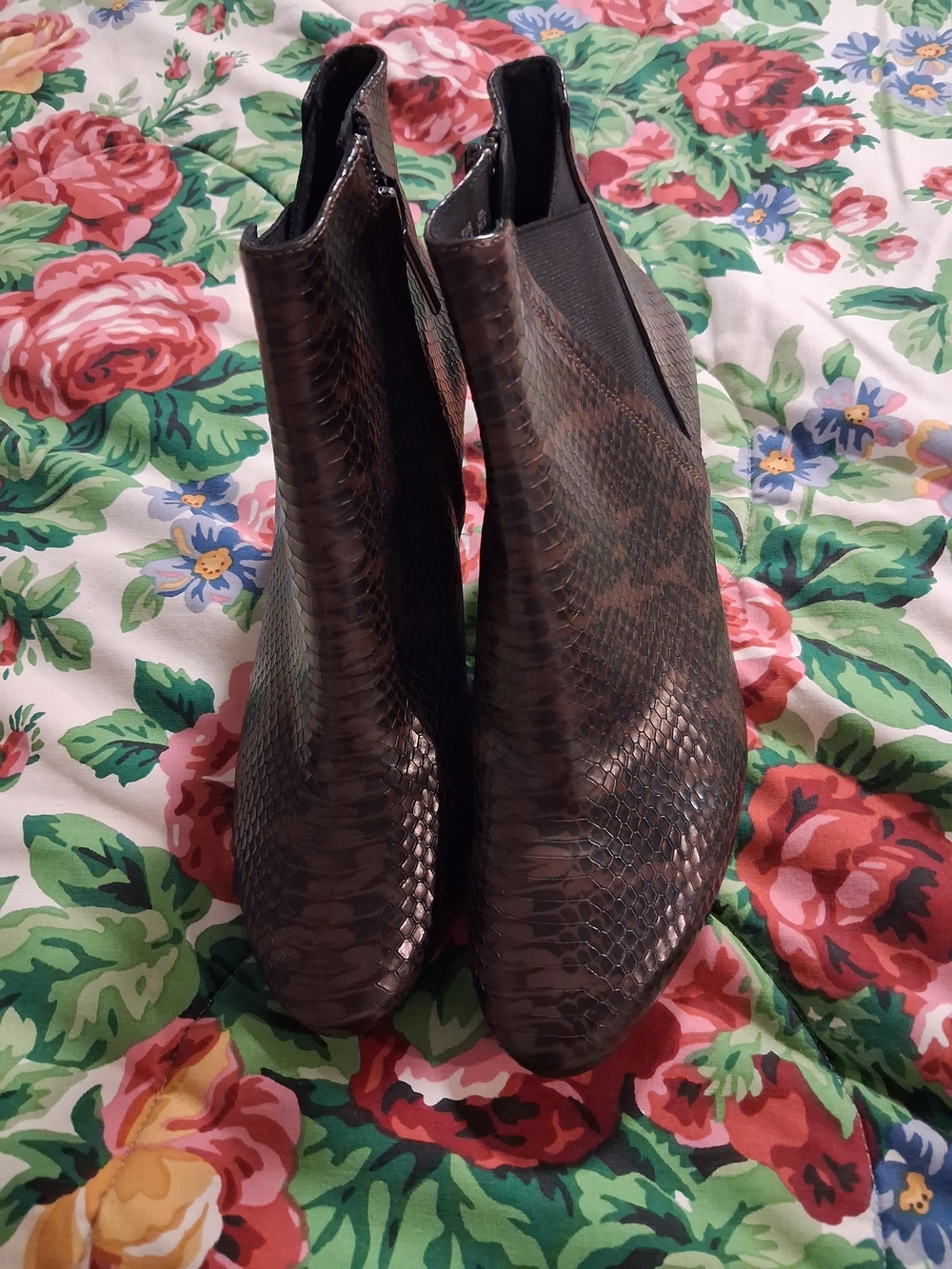 Women's Brown Snake-Print Ankle Boots